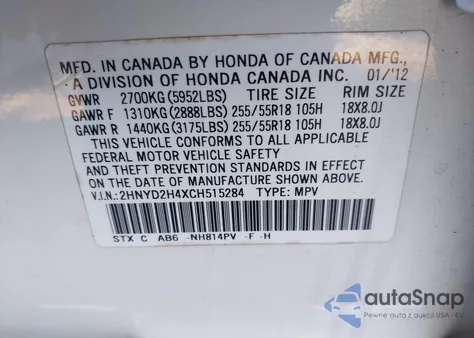 2012 Acura Mdx Technology Package из США, поврежденный, VIN 2HNYD2H4XCH515284